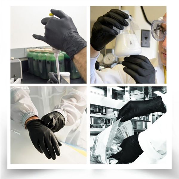 Black Nitrile Disposable Gloves Chemical Resistance S M L XL XXL Size