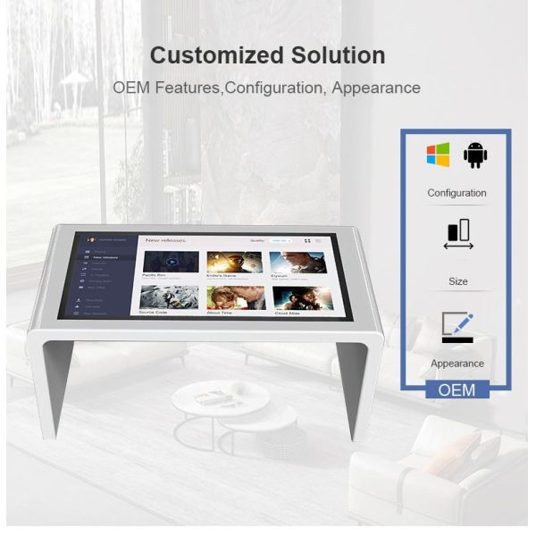 10 Points Smart LCD Interactive Touch Screen Table 65inch