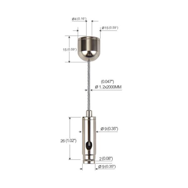 Kits de suspensão de luz linear de LED de cobre folheado a níquel com pinos deslizantes YW-86005