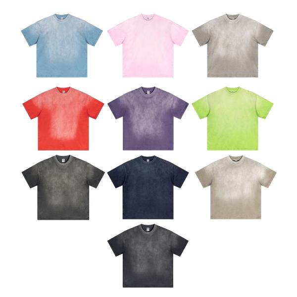 250 Gsm Roupas de rua de grande porte Vintage Sol desbotado Lavar ácido T-shirt de grande porte Homens