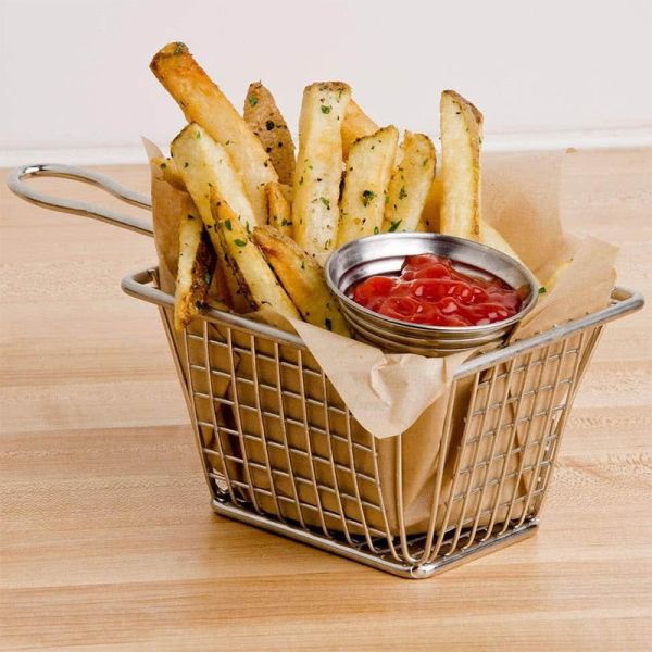Food Grade Stainless Steel Wire Mesh Basket , Mini French Fry Baskets