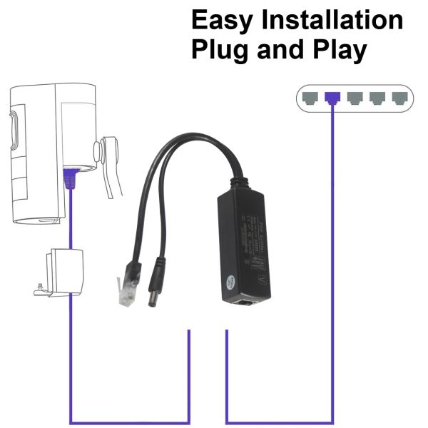 Waterproof POE Injector Splitter 100Mbps Security 12W Y Splitter Poe Adapter