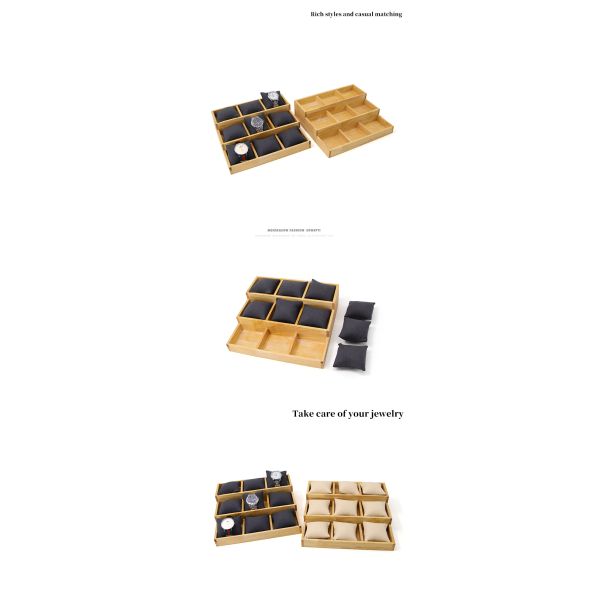Multi Cell 3x3 Solid Wooden Watch Exhibition Plate with Pillows for Luxury Show