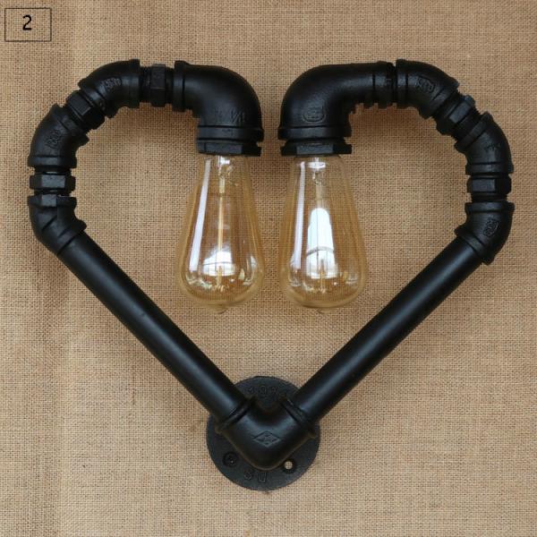 Creative vintage pipe wall light loft edison industry E27 light bar Heart wall lamp (WH-VR-34）