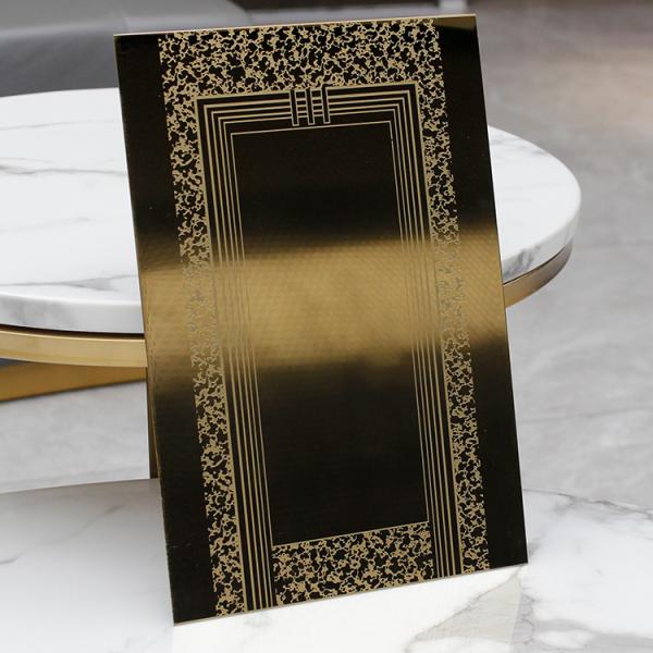 Fabricante Espejo Dorado Hoja de Acero Inoxidable Grabada Placa Grabada