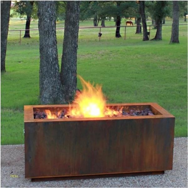 Freestanding Square Corten Steel Fire Pit 2-4mm Thickness Outdoor Warming