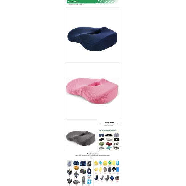 Orthopedic Donut Seat Cushion Pillow Memory Foam Relieves Tailbone Pressure for Hotel