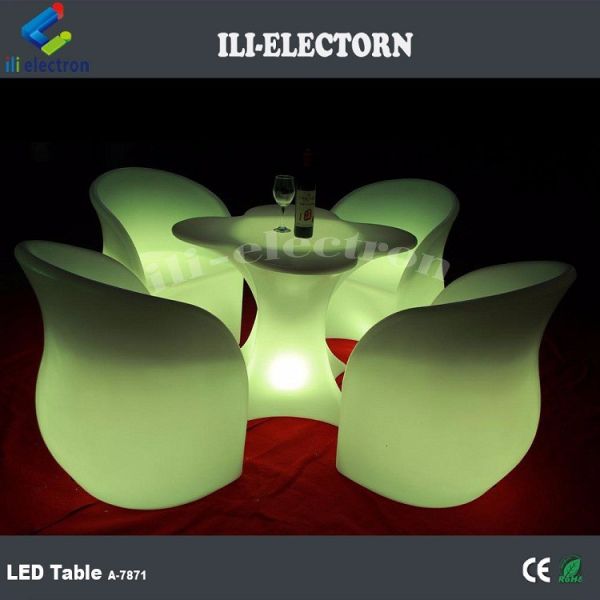 Flower Shaped LED Glow Furniture Coffee Table For Commercial