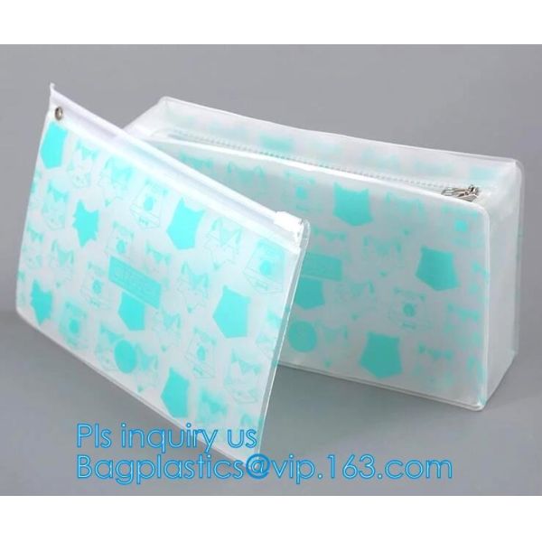 Zip lock frosted plastic slider PVC zipper packing bag for underwear / clothing / cosmetic, slider bag makeup zipper bag