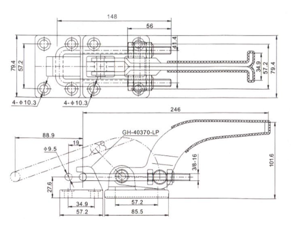 Heavy Duty Locking Latch Clamp 40370 Destaco 375 Holding Force 1818kgs