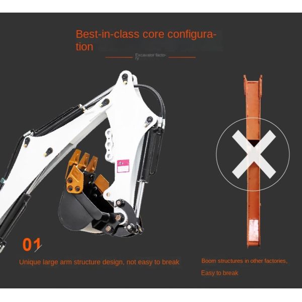Poids léger 0,8 tonne Mini Excavateur à voie fermière Utiliser de petites machines de déplacement de terre