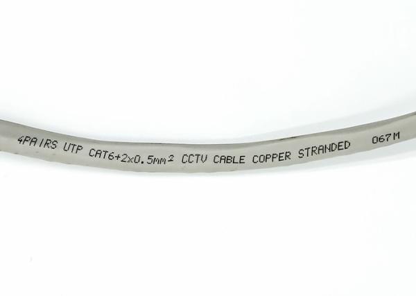 Cabo Siamese de cobre puro da câmera CAT6+2x0.5MM2, fio maioria exterior do CCTV da forma redonda