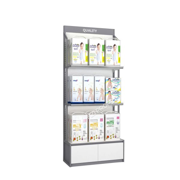 Creative Laminated Board Retail Merchandising Displays Cabinet Fixtures For Baby Diaper