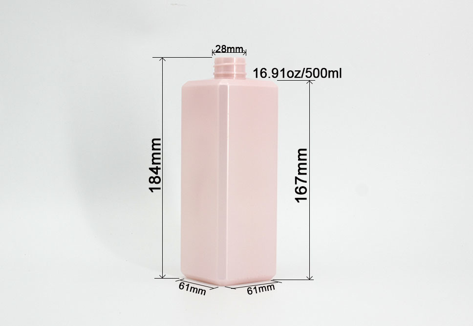Розовые бутылки насоса шампуня квадрата 54.8g 16.9oz
