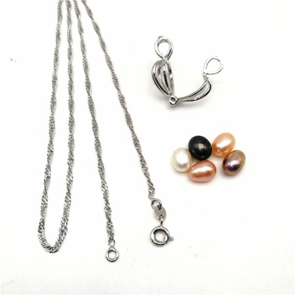 Fashion DIY 5PCS Color Freshwater Pearl Cage Pendant Necklace Jewelry Gift