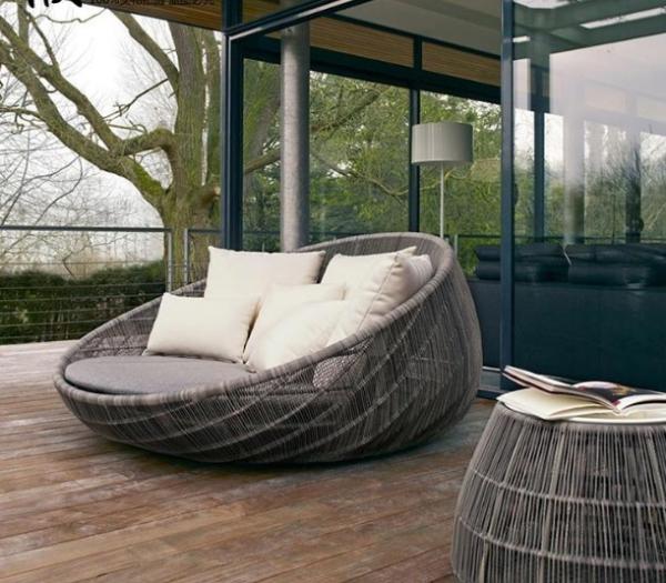 New Design PE Rattan Outdoor wicker Furniture Patio Garden Furniture Sofa Bed