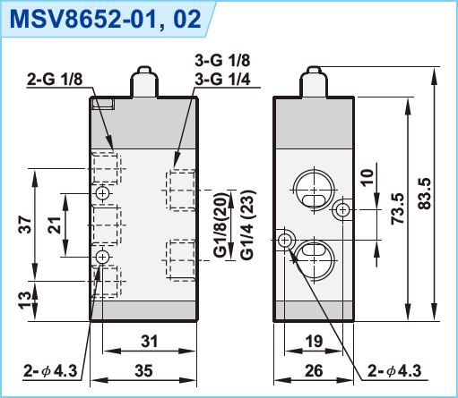 MSV8652-02R MSV8652-02TB MSV8652-02LB MSV8652-02PB SHAKO 5/2 way Mechanical Valve 1/4