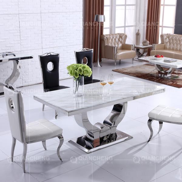 Mobília moderna de Qiancheng da mesa de jantar da parte superior do mármore de 150x90x75cm 6 Seater