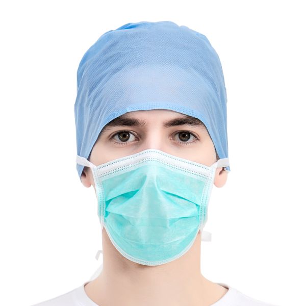 Haixin Health 3 Ply Custom Logo Adult Surgical FaceMask Ti on for Hospitals CE Medical Lacing Green Headband Masks Wholesale