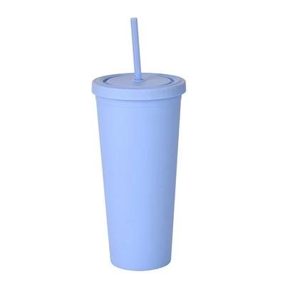 Colorié 450/650ml Couleur de bonbon Double isolé Tumblers en plastique acrylique mat Tumbler avec paille Vacuum isolant scellé Design anti-éclaboussures
