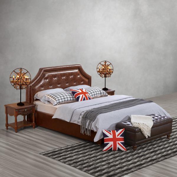 American style Good quality Gery Fabric Upholstered Headboard Queen Bed Leisure Furniture for Big house Bedroom used