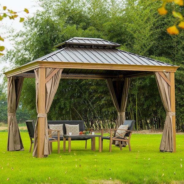 os Gazebos do conversível de capota dura 10x12 jardinam ocasional com rede de mosquito