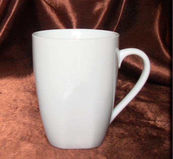 superwhite fine quality square feet  10 OZ porcelain mug /milk mug
