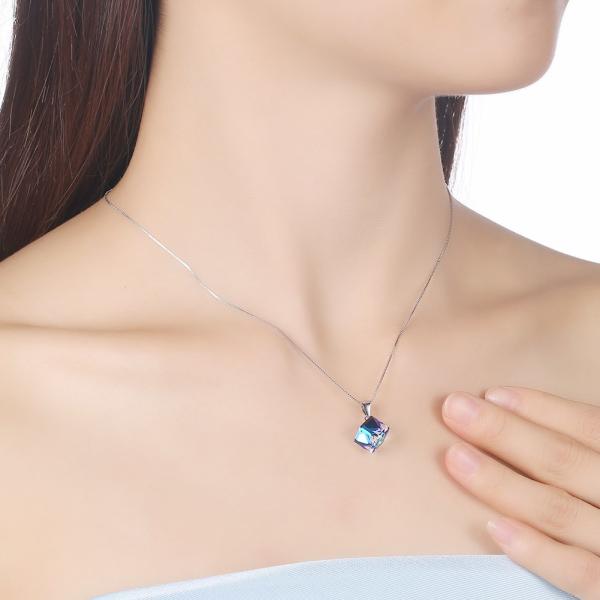 Sugar Cube Pendant Clavicle Chain Woman 925 Silver Austrian Crystal Love Cube Necklace