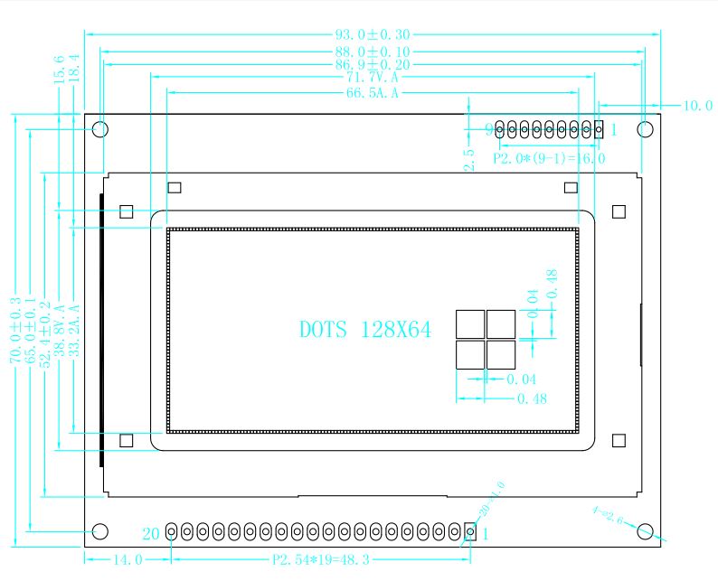 модуль дисплея 128 64 Pi LCD поленики Pin матрицы точек STN HTN FSTN 20