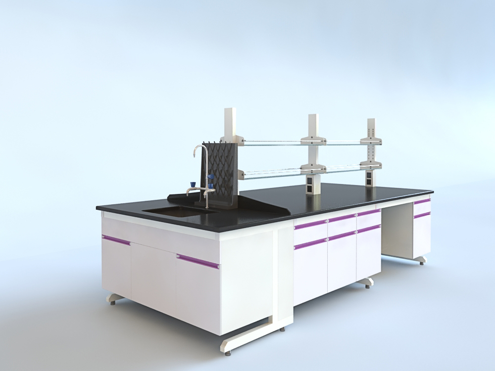 C Frame Lab Work Bench Steel Wood Lab Bench Furniture Modern With Storage Cabinet