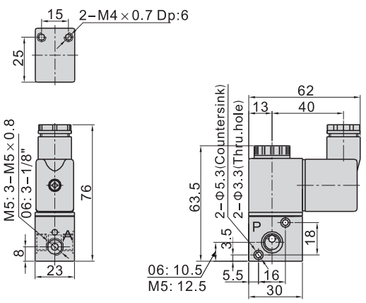 3V1-06 Airtac Type 3 Way Solenoid Air Valve 1/8'' 12V 24V 110V 220V