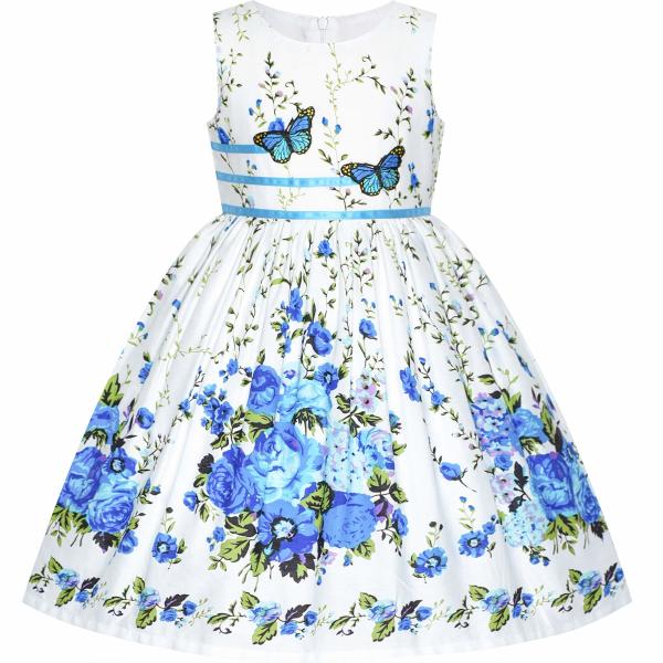 Kid Girls Dress Rose Flower Double Bow Tie Party Sundress Summer Children'S Clothing