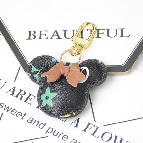 OEM Leather Teddy Bear Keychain , 65mm Cute Keychains For Women