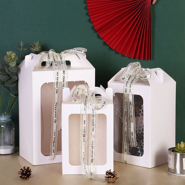 Paperboard Folders Colorful Recyclable Folding Handle Gift Box with Plastic Window