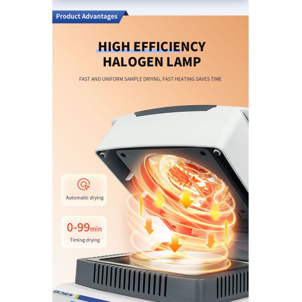 High Accuracy Halogen Moisture Meter for Fully Automatic Moisture Content Detection