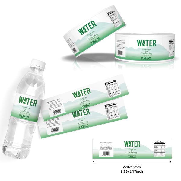 Custom Sticker Printing Mineral Water Bottle Label Neck Packaging Waterproof Label Sticker for Water Bottle