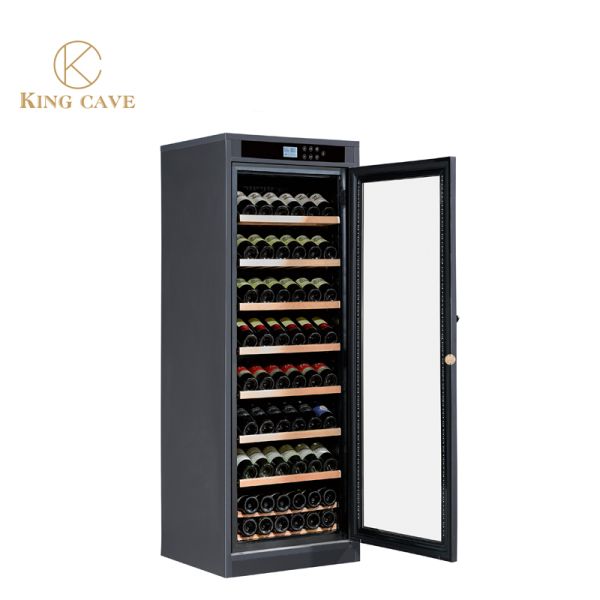 LED Light Wooden Rack Freestanding Wine Cooler Cabinet Low Noise High Capacity