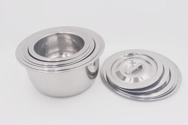 8pcs Wholesale stainless steel cooking pans no-magenic soup bowl with luxury lid for kitchen