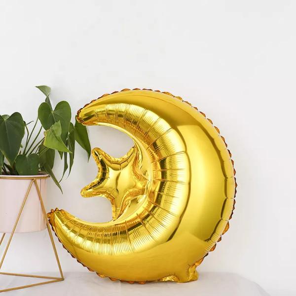 Brinquedo muçulmano 24Inch do presente do balão da folha de alumínio da estrela da lua de Eid Al-Fitr Hari Raya Ramadan