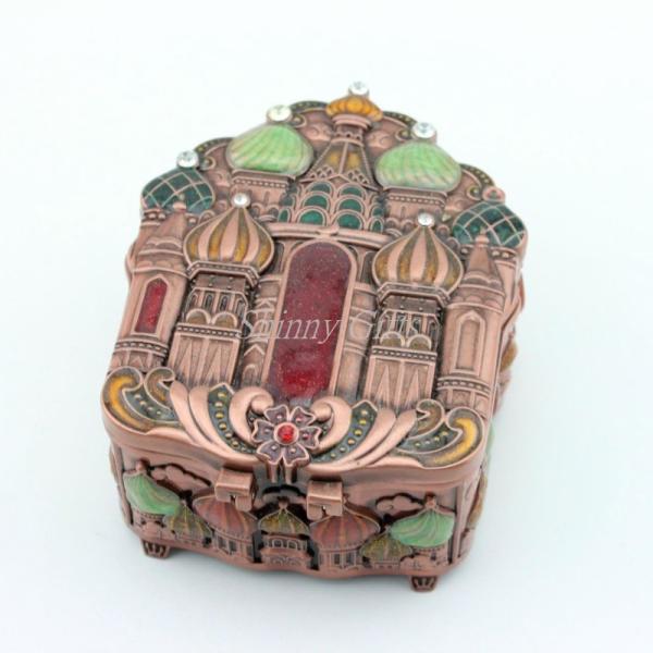 Antique Brass Metal Jewelry Box