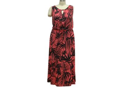 Full Length Short  Sleeve Chiffon Maxi Dress , A Line Summer Casual Dresses Leaf Printed