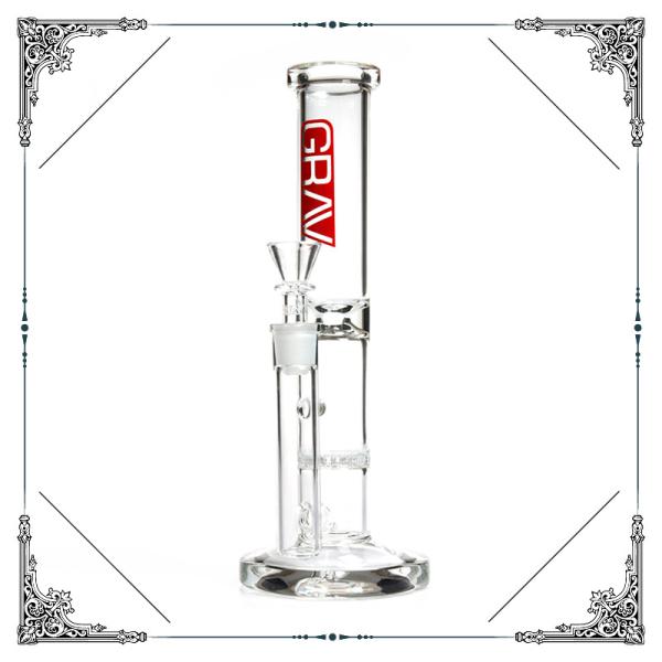 Grav Straigth Tube Glass Water pipes With Honeycomb Perc Bongs Clear Crystal Base