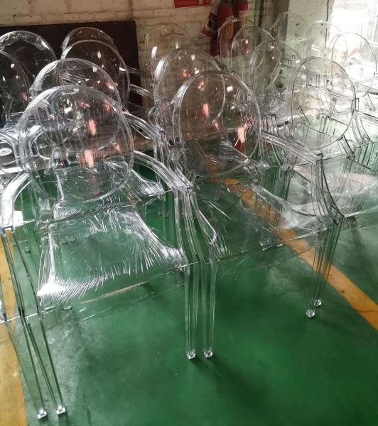 Clear Transparent Banquet Ghost Chair Armless Stacking Accent Chair with Oval Back Acrylic, Invisible Plastic