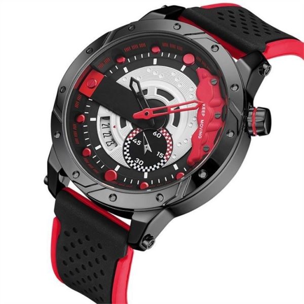 Silicone Digital Alloy Quartz Wrist Watch Led Sports Triple Date Calendar Casual
