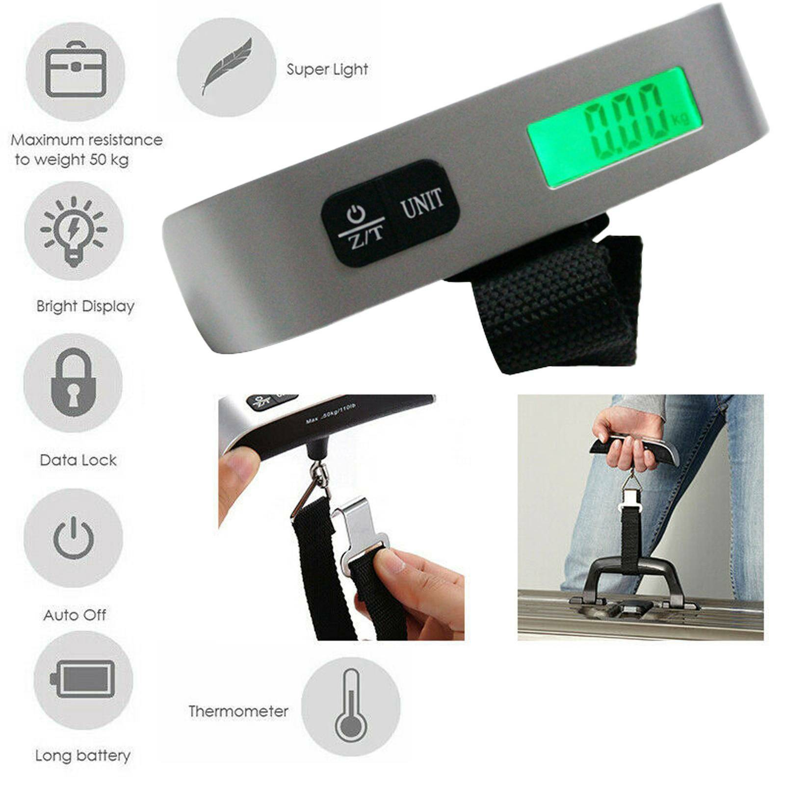 Power Source Battery Portable 50KG Digital Travel Handheld Luggage Scales Battery Operated Suitcase Bag Weighing Scales