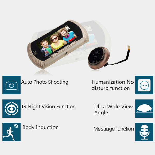4.3 Digital Door Peephole Viewer Photo Video Camera Recorder Home Security Smart PIR Video Doorbell IR LED Night Vision