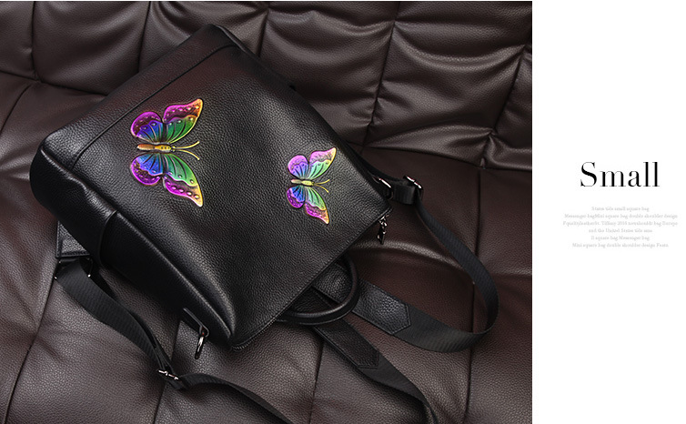 Fashion Institute Ladies Leather Backpack For Women , Butterfly Embroidery Printing