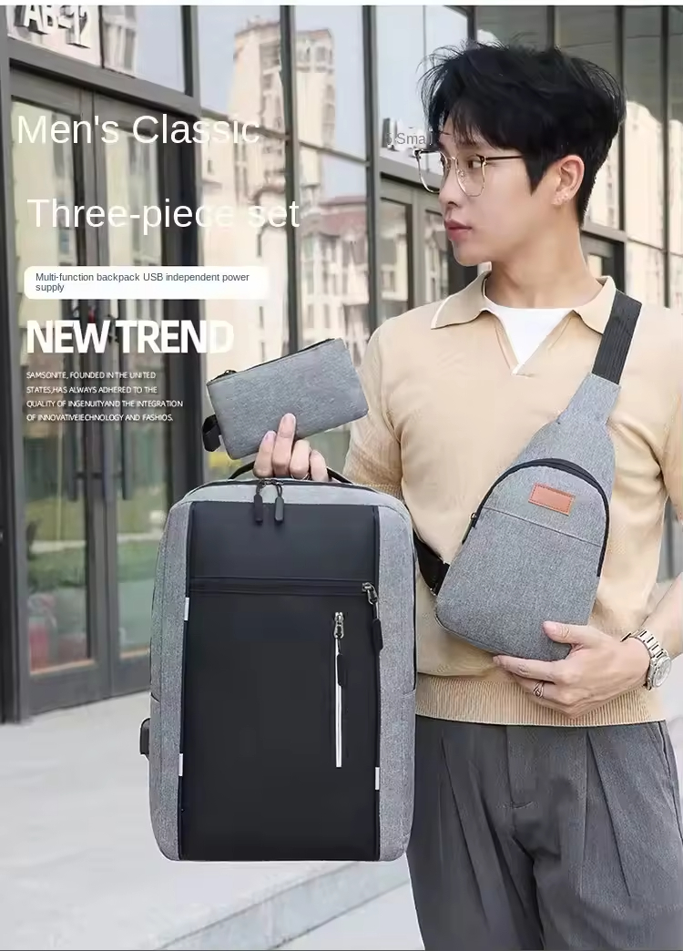 3 in 1 Computer Bag 15.6 Inch Laptop Backpack Work Bag for Men Laptop for School Business Travel Backpack Wholesale OEM/ODM/Private Label