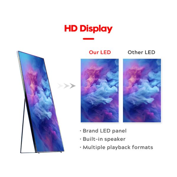 3 в 1 SMD2121 Tube Chip Color LED Poster Screen с полноэкранным дисплеем и Wifi Control 65 дюймов