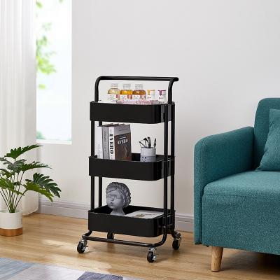 Removable 3 Layers 87cm Height Metal Trolley Cart For Bathroom